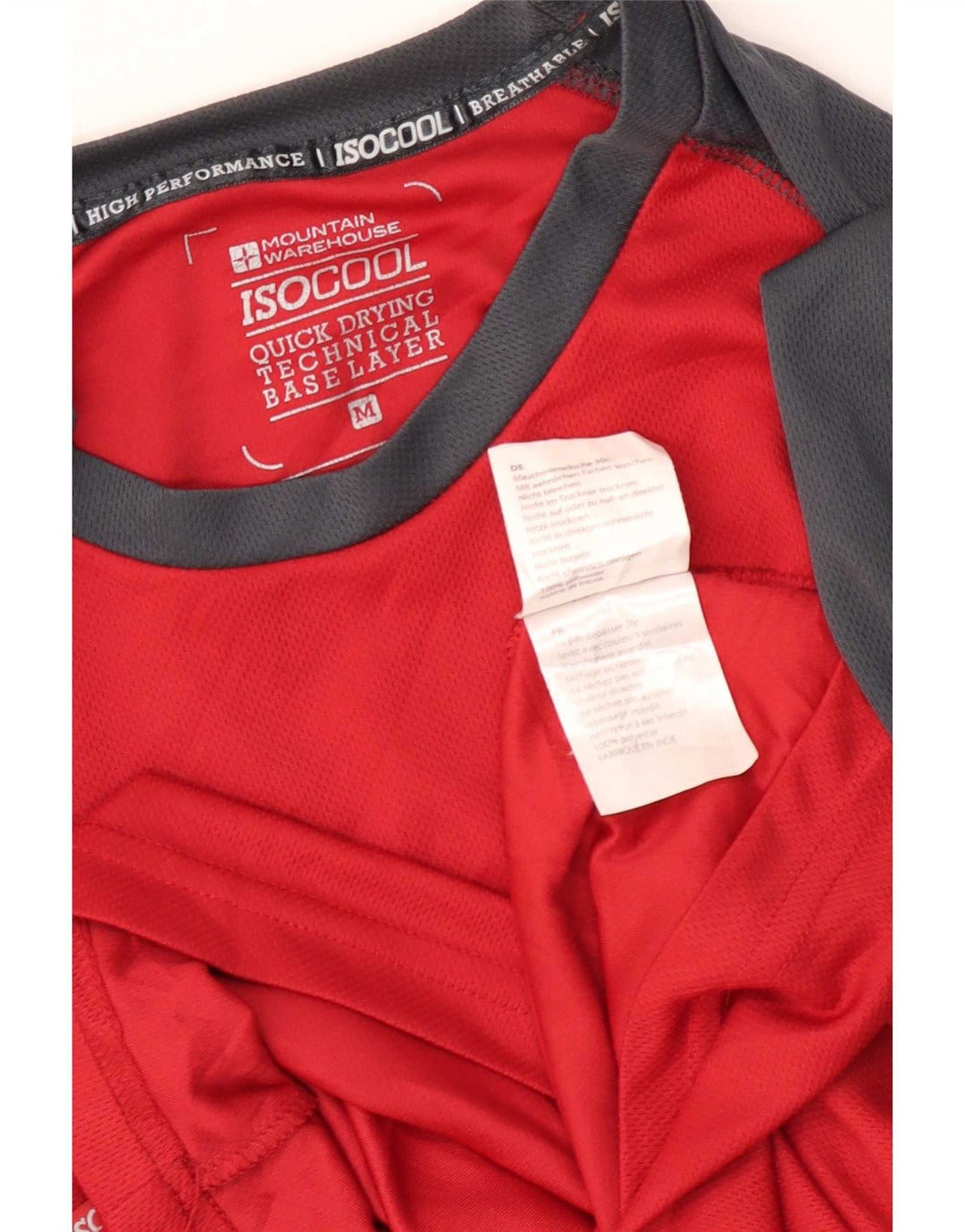 Mountain Warehouse Mens IsoCool Top Long Sleeve Medium Red Colourblock