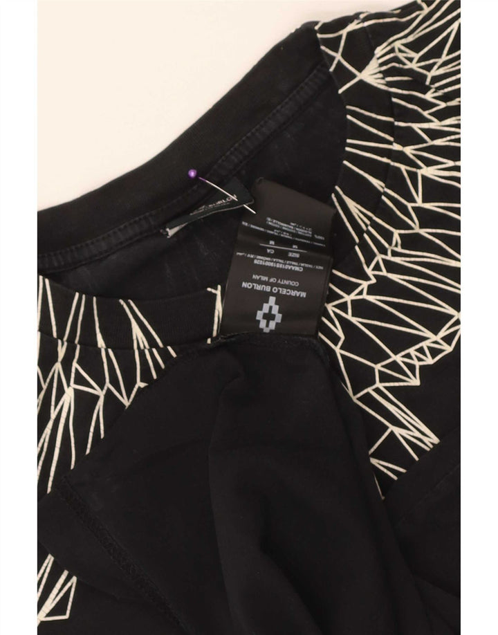 Marcelo Burlon Mens Graphic T-Shirt Top Medium Black Cotton