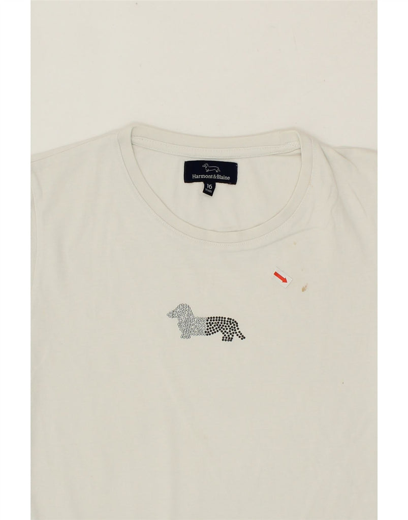 HARMONT & BLAINE Girls T-Shirt Top 15-16 Years White Cotton Vintage Harmont & Blaine and Second-Hand Harmont & Blaine from Messina Hembry 