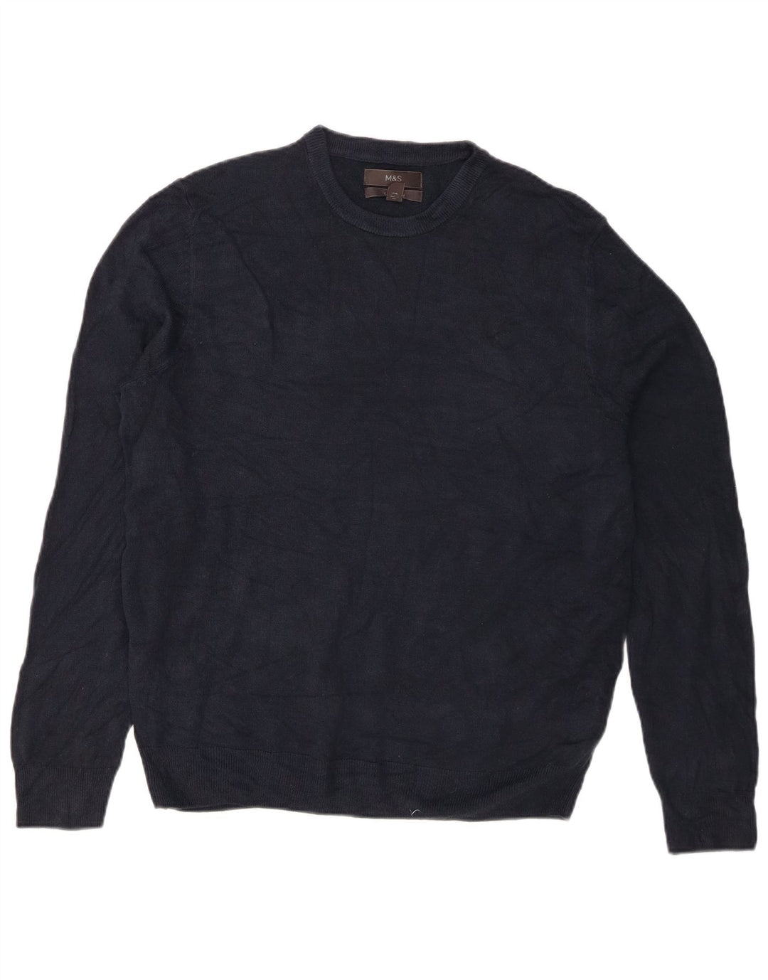 Marks & Spencer Mens Crew Neck Jumper Sweater Large Navy Blue Acrylic