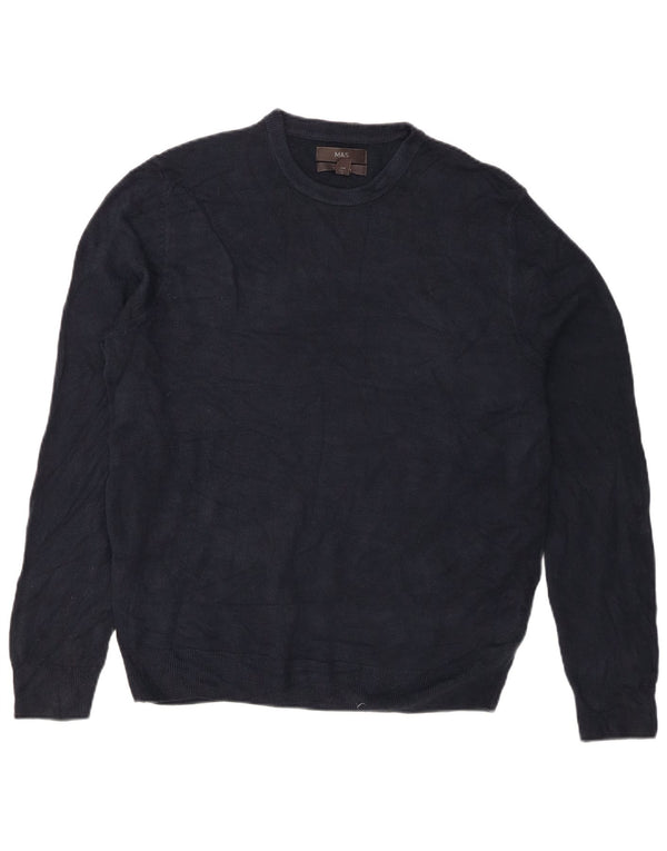 Marks & Spencer Mens Crew Neck Jumper Sweater Large Navy Blue Acrylic