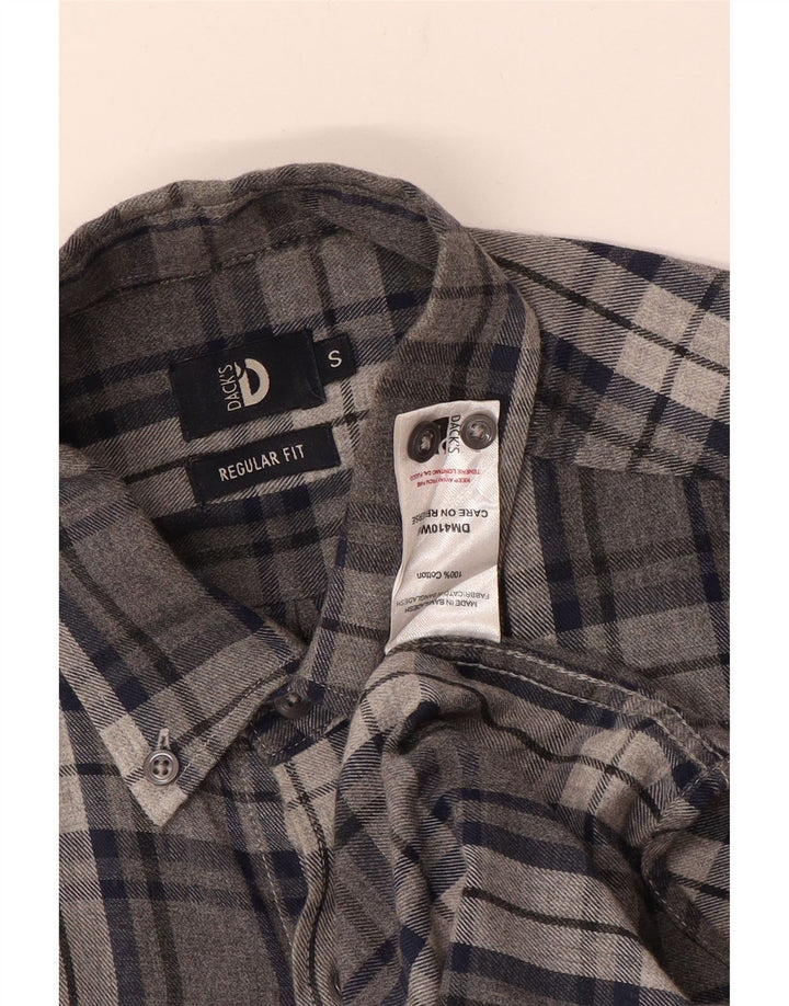 DACK'S Mens Regular Fit Flannel Shirt Small Grey Check Cotton