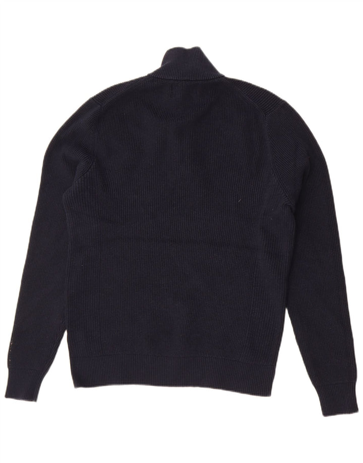 Marks & Spencer Womens Zip Neck Jumper Sweater UK 14 Medium Navy Blue