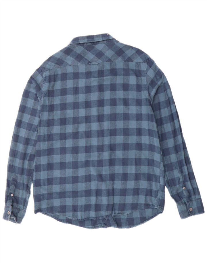 BILLABONG Mens Flannel Shirt Large Blue Gingham Cotton