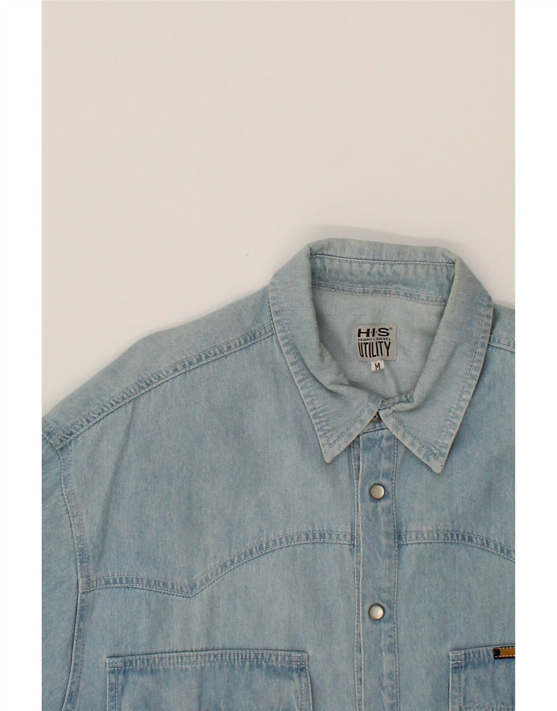 HENRY I SIEGEL H.I.S Mens Denim Shirt Medium Blue Cotton Vintage Henry I Siegel H.I.S and Second-Hand Henry I Siegel H.I.S from Messina Hembry 