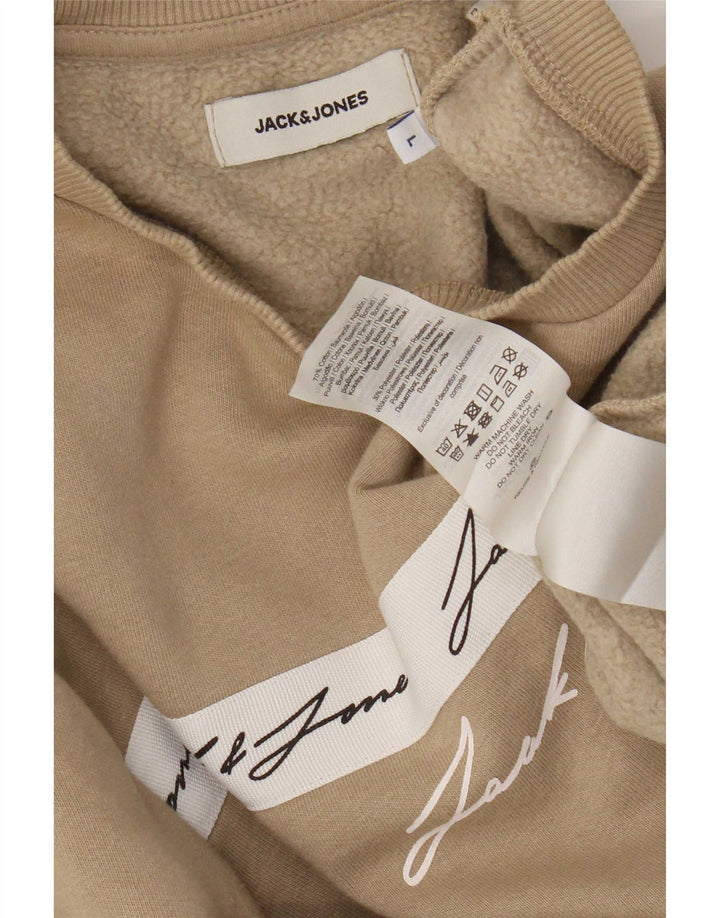 Jack & Jones Mens Graphic Regular Fit Sweatshirt Jumper Large Brown Cotton
