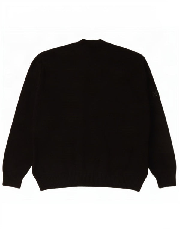 Commander Mens Cardigan Sweater IT 48 Small Black Geometric Polyacrylic