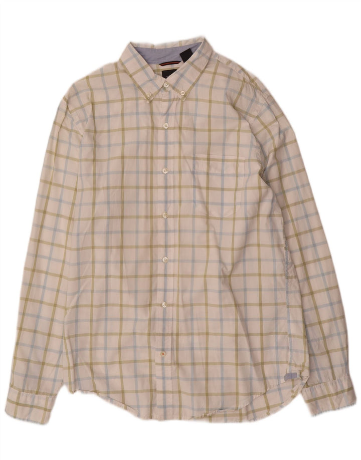 Dockers Mens Standard Fit Shirt Medium White Check Cotton