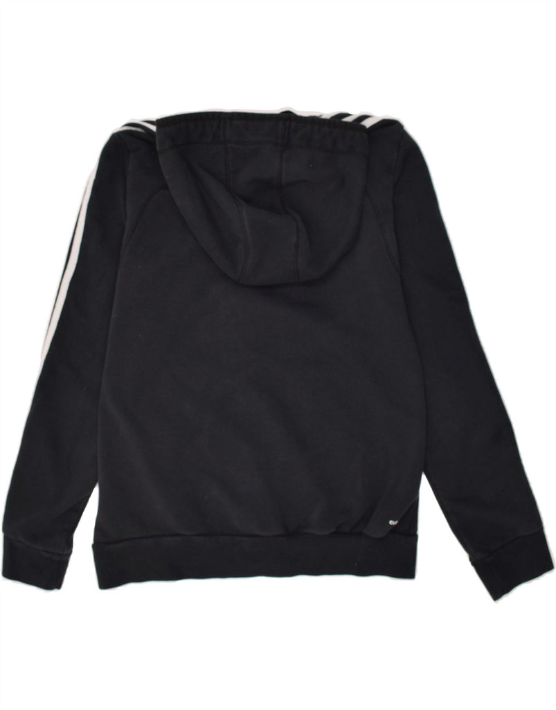 ADIDAS Womens Zip Hoodie Sweater UK 12/14 Medium Black Cotton | Vintage Adidas | Thrift | Second-Hand Adidas | Used Clothing | Messina Hembry 