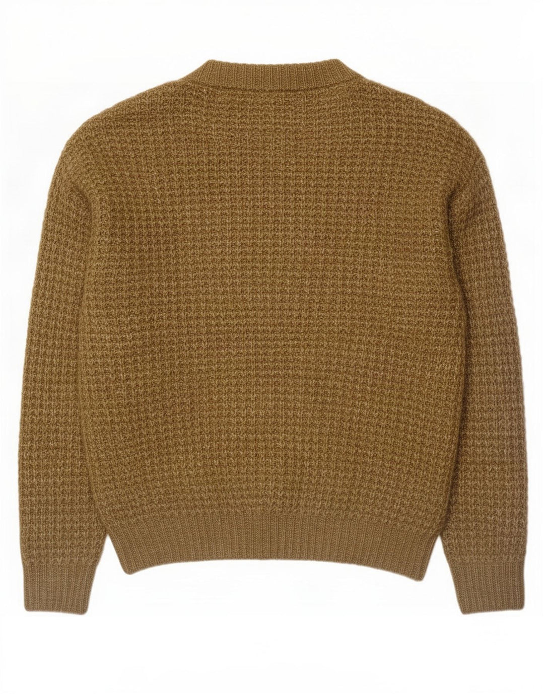 Zara Mens Crew Neck Jumper Sweater Large Khaki Flecked Polyester
