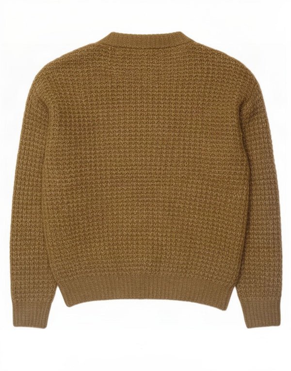 Zara Mens Crew Neck Jumper Sweater Large Khaki Flecked Polyester