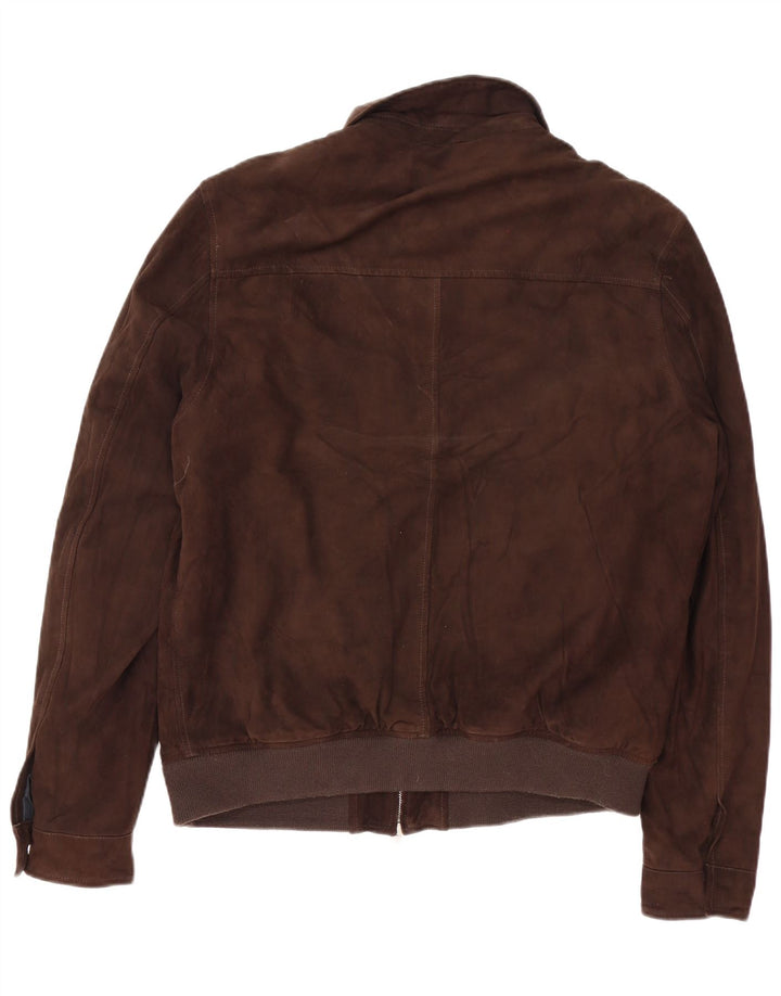 Brian Dales Mens Bomber Suede Jacket IT 54 2XL Brown Leather