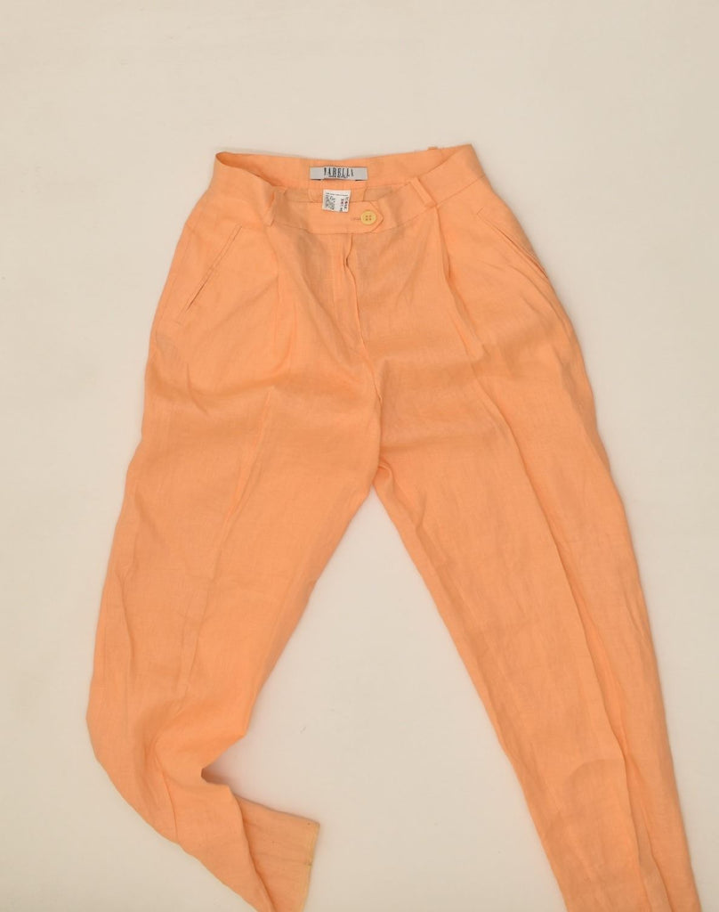 MARELLA Womens Slim Suit Trousers UK 12 Medium W28  L32 Orange Linen | Vintage Marella | Thrift | Second-Hand Marella | Used Clothing | Messina Hembry 