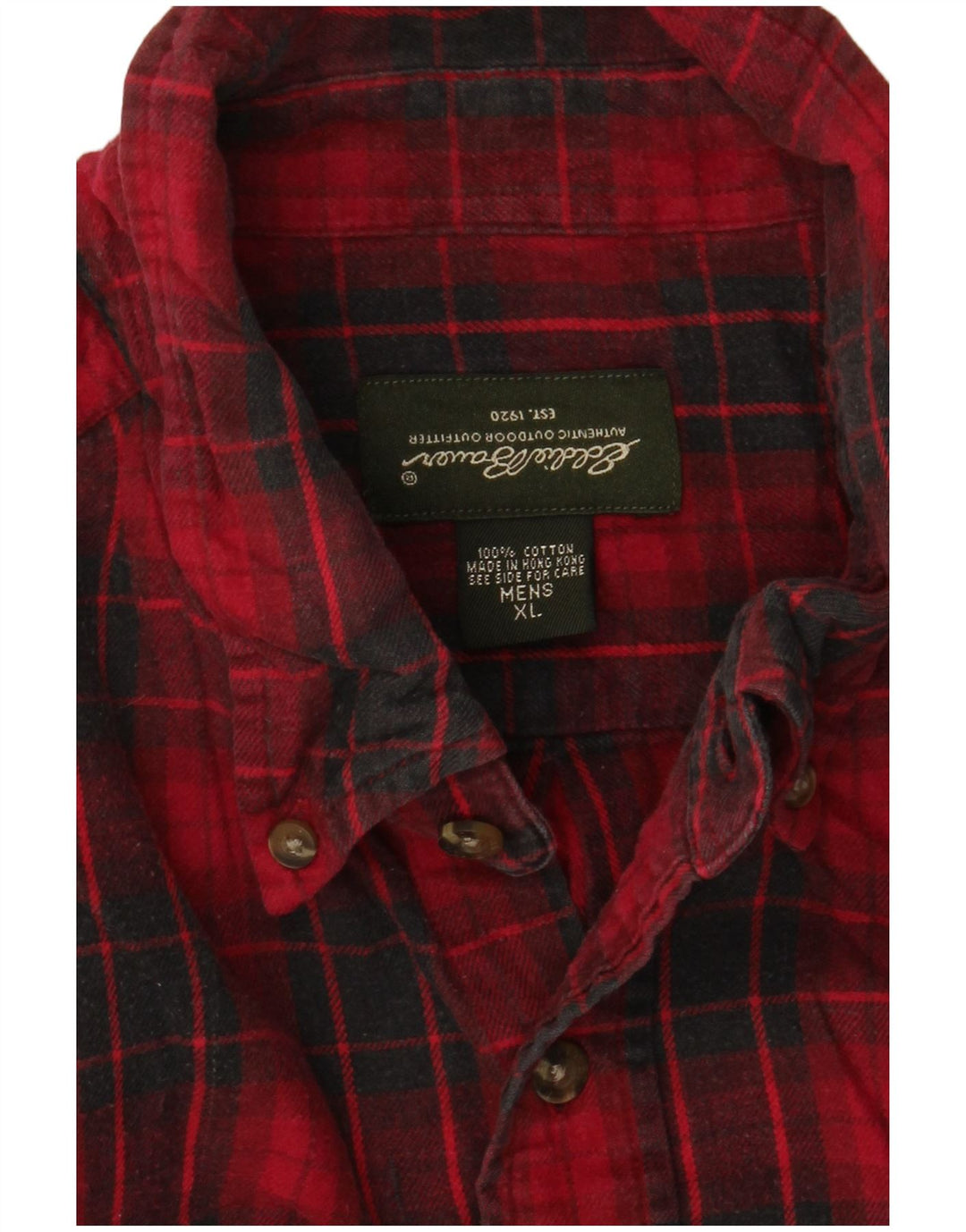 EDDIE BAUER Mens Flannel Shirt XL Red Check Cotton