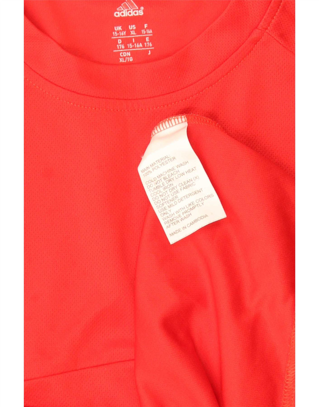 Adidas Boys Regular T-Shirt Top 15-16 Years Red Colourblock Polyester