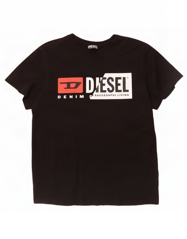 Diesel Mens Graphic T-Shirt Top XL Black Cotton