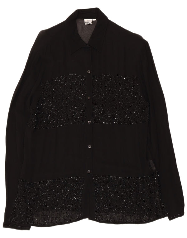 Andrea Mare Womens See Through Shirt Blouse UK 16 Large Black Viscose
