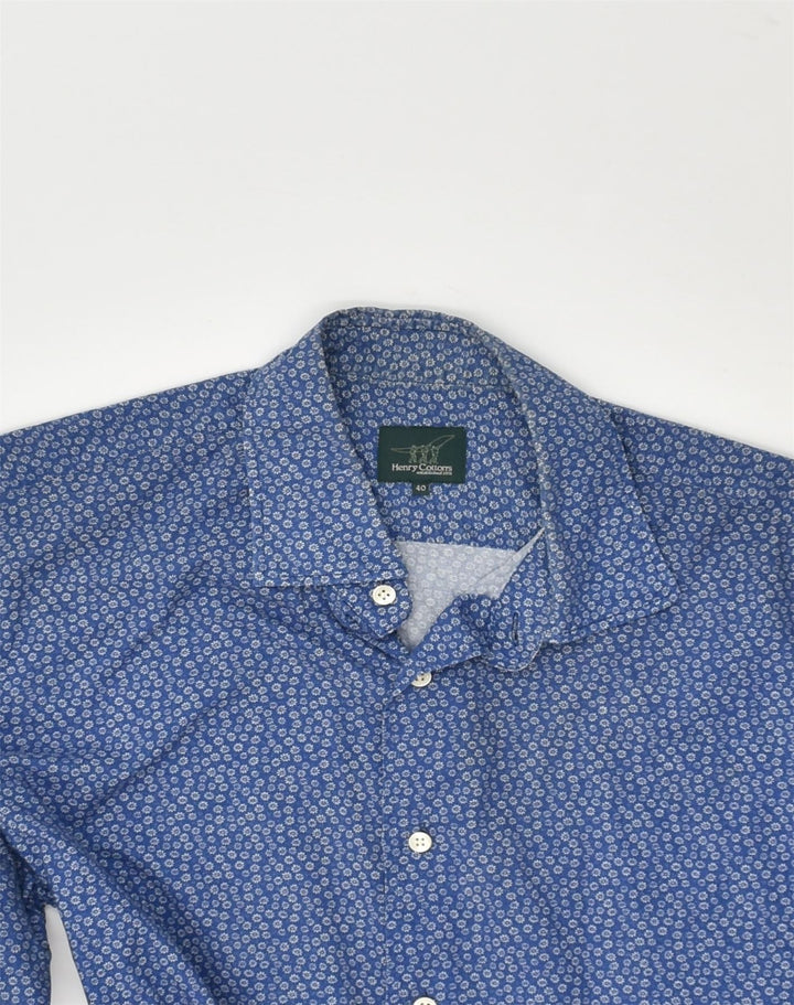 HENRY COTTONS Mens Shirt Size 40 Medium Blue Floral Cotton | Vintage Henry Cottons | Thrift | Second-Hand Henry Cottons | Used Clothing | Messina Hembry 