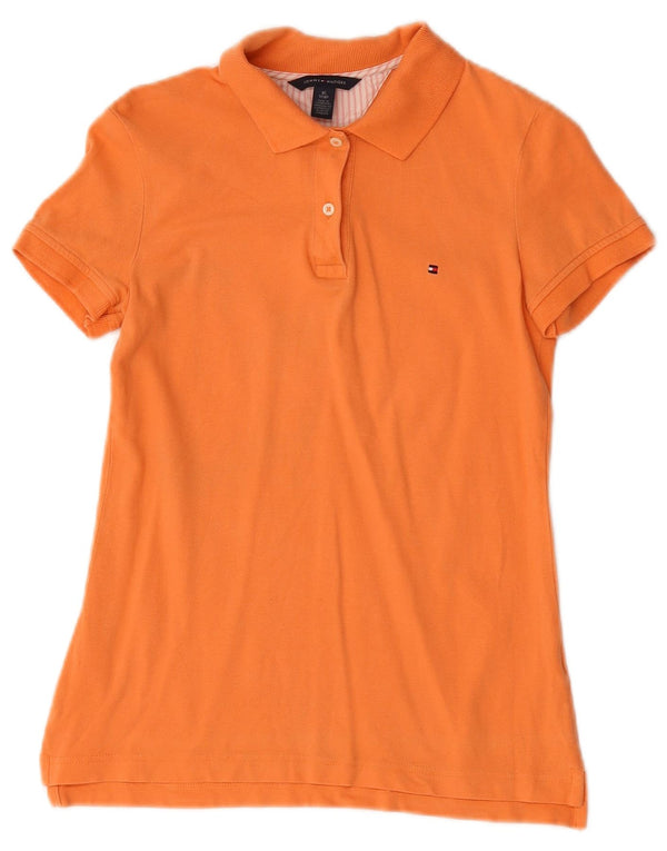 Tommy Hilfiger Womens Polo Shirt UK 6 XS Orange Cotton