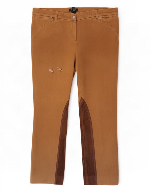 Gant Womens Riding Cropped Trousers UK 18 XL W34 L27 Brown Colourblock