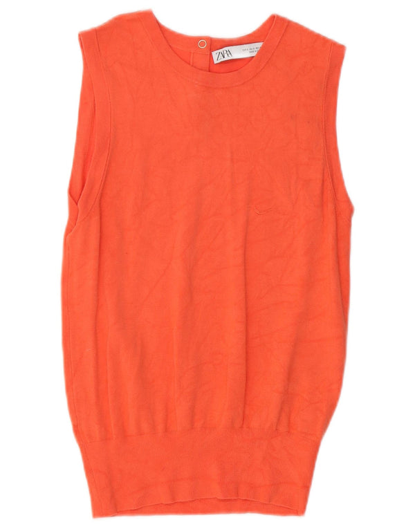 Zara Womens Vest Tank Top UK 8 Small Orange Viscose