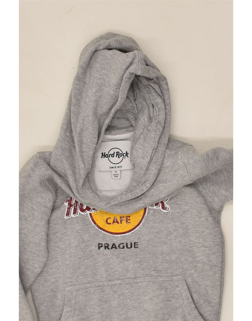 HARD ROCK CAFE Boys Prague Graphic Hoodie Jumper 9-10 Years XS Grey Cotton | Vintage Hard Rock Cafe | Thrift | Second-Hand Hard Rock Cafe | Used Clothing | Messina Hembry 