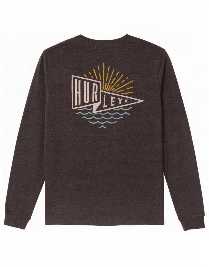 Hurley Mens Graphic Top Long Sleeve Small Grey Cotton