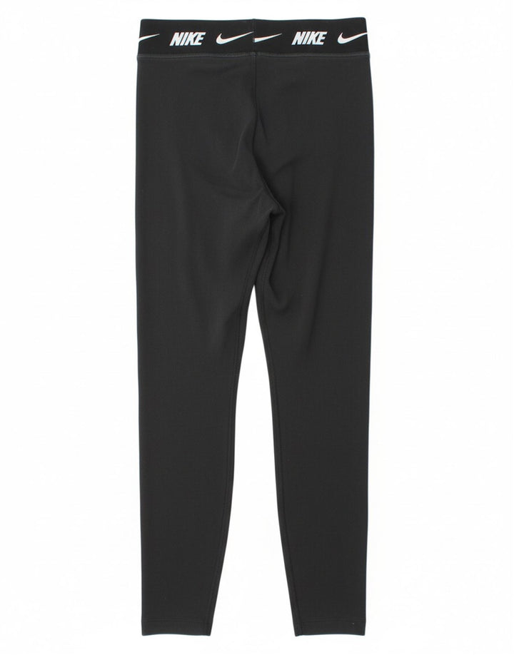 NIKE Womens Tight Fit Graphic Leggings UK 12 Medium  Black Cotton