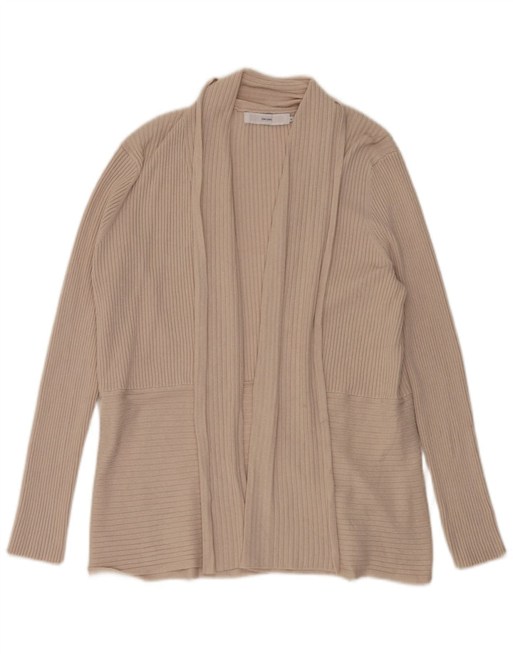 John Lewis Womens Oversized Open Cardigan Sweater UK 16 Large Beige Viscose