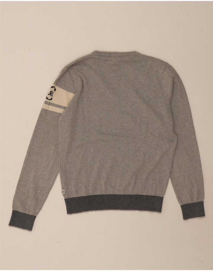 Cerruti 1881 Mens Graphic V-Neck Jumper Sweater Medium Grey Colourblock