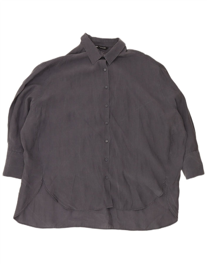 Zara Womens Longline Oversized Shirt UK 18 XL Navy Blue