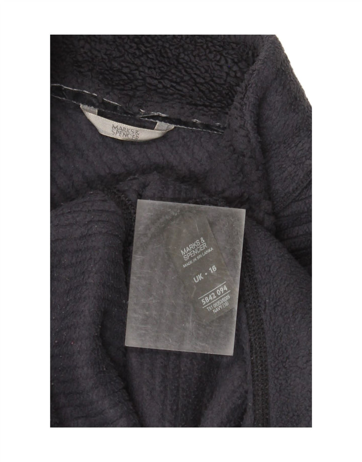 MARKS & SPENCER Womens Fleece Jacket UK 16 Large Navy Blue Polyester