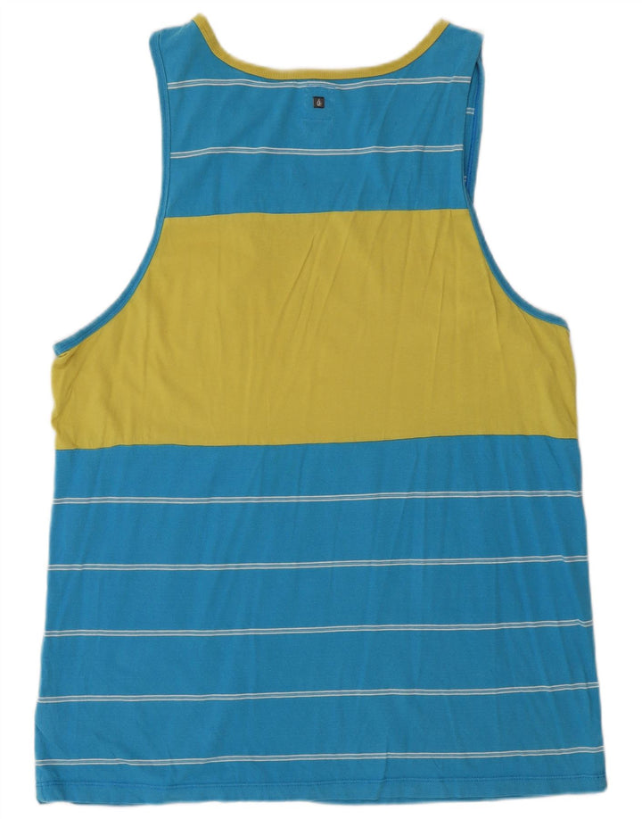 Volcom Mens Vest Top Large Blue Striped Cotton