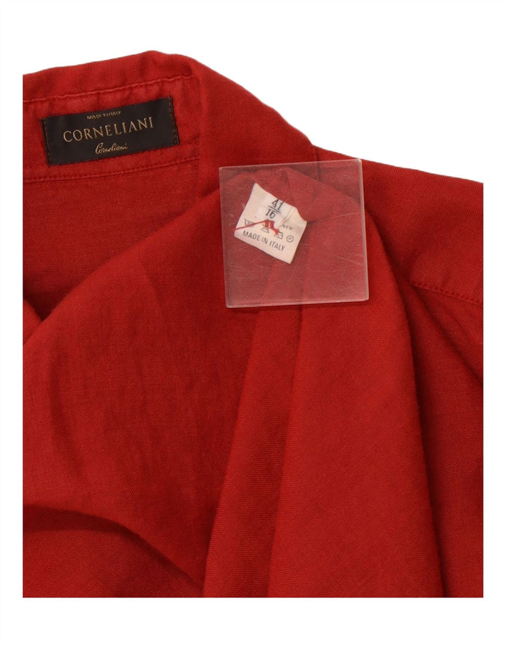 CORNELIANI Mens Shirt Size 41 16 Large Red Linen
