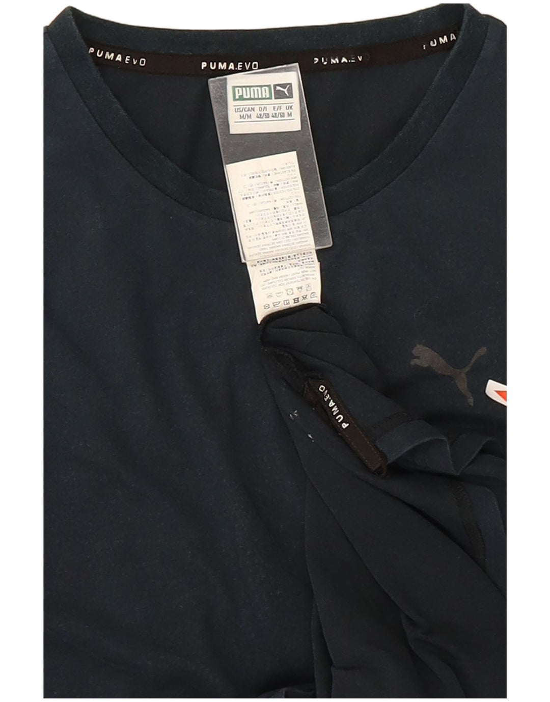 Puma Mens Graphic T-Shirt Top Medium Navy Blue Colourblock Cotton