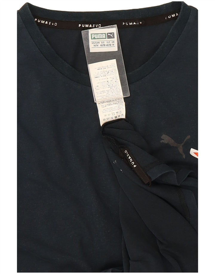 Puma Mens Graphic T-Shirt Top Medium Navy Blue Colourblock Cotton