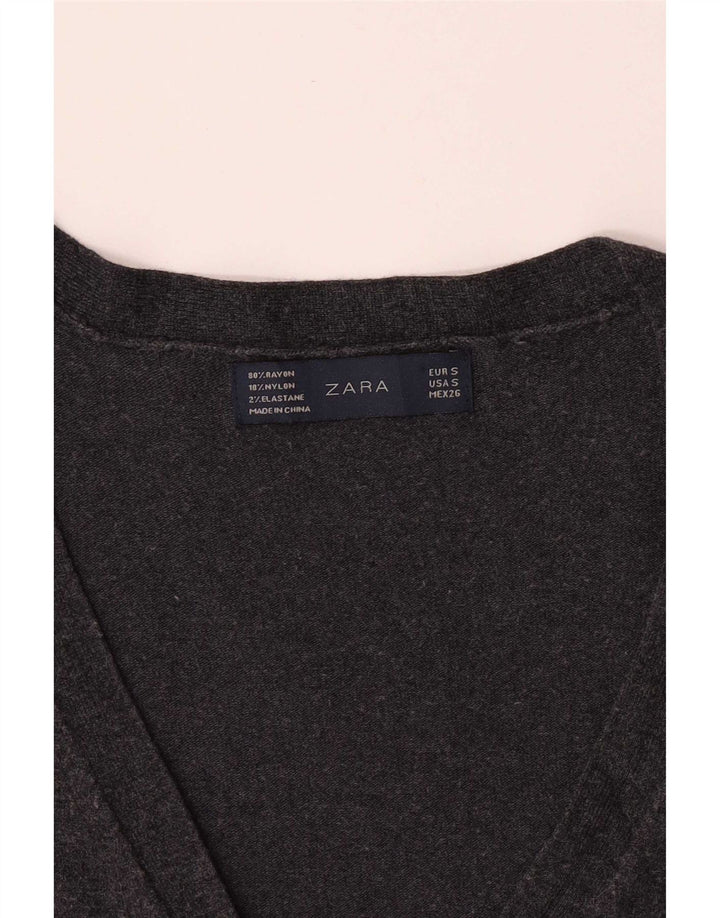 Zara Womens Cardigan Sweater UK 10 Small Grey Rayon