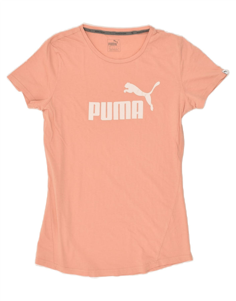 PUMA Womens Graphic T-Shirt Top UK 12 Medium  Orange Cotton | Vintage Puma | Thrift | Second-Hand Puma | Used Clothing | Messina Hembry 