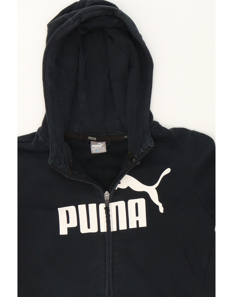 PUMA Boys Graphic Zip Hoodie Sweater 11-12 Years Navy Blue Cotton Vintage Puma and Second-Hand Puma from Messina Hembry 