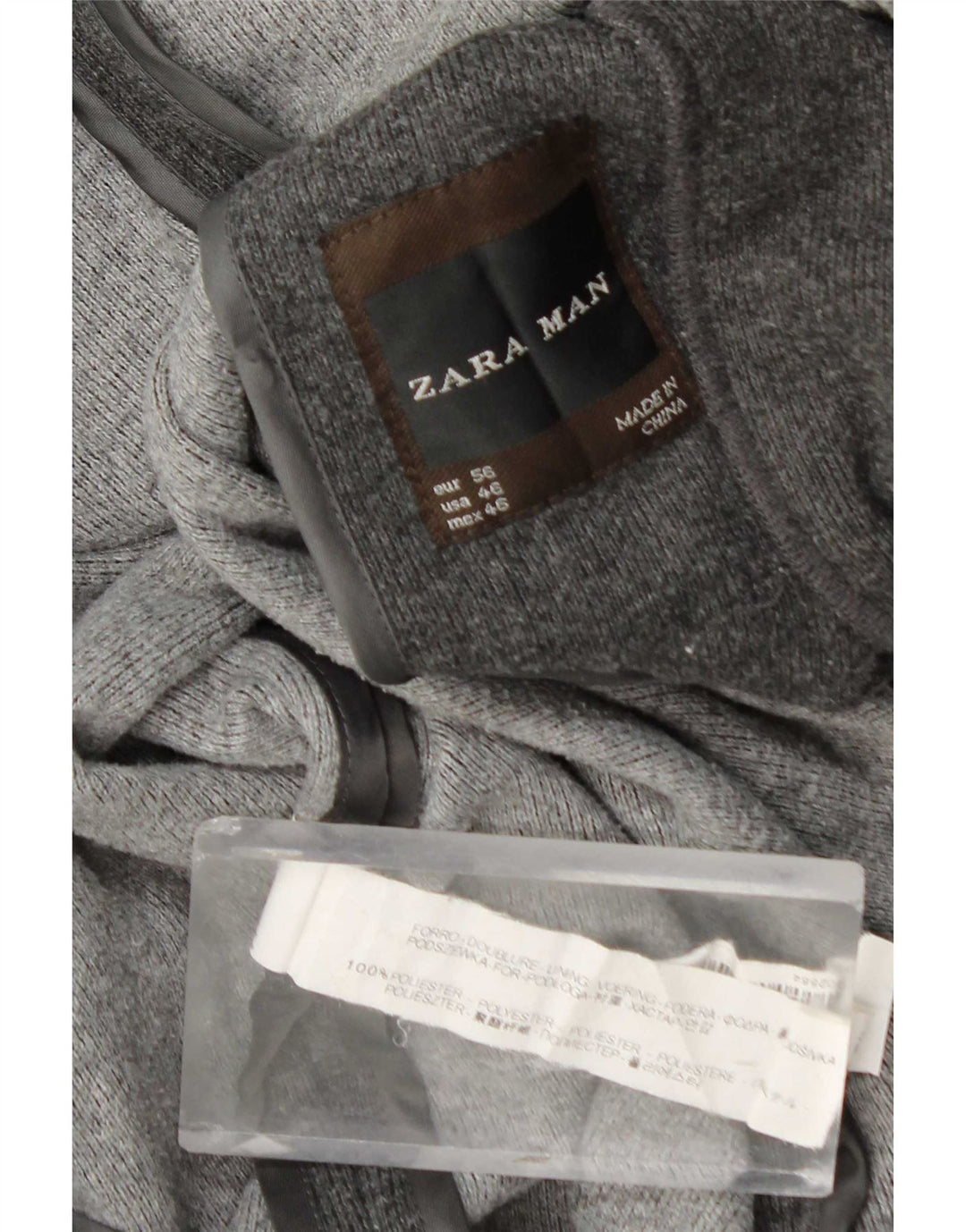 Zara Mens 2 Button Blazer Jacket EU 56 XL Grey Polyester
