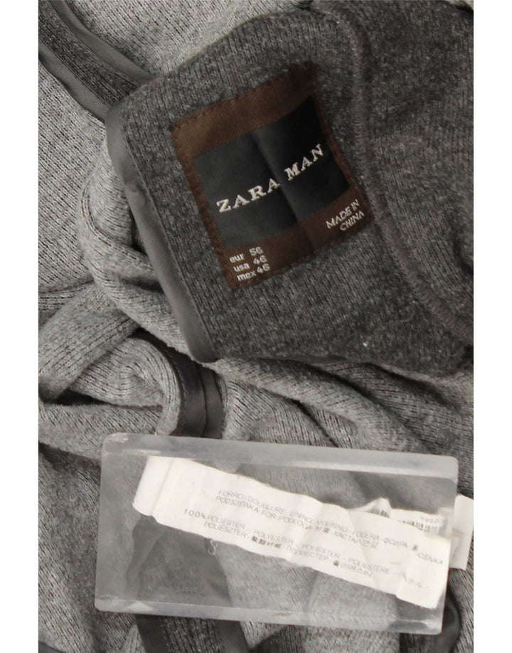 Zara Mens 2 Button Blazer Jacket EU 56 XL Grey Polyester
