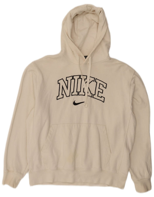 Nike Mens Graphic Standard Fit Hoodie Jumper Medium Off White Cotton