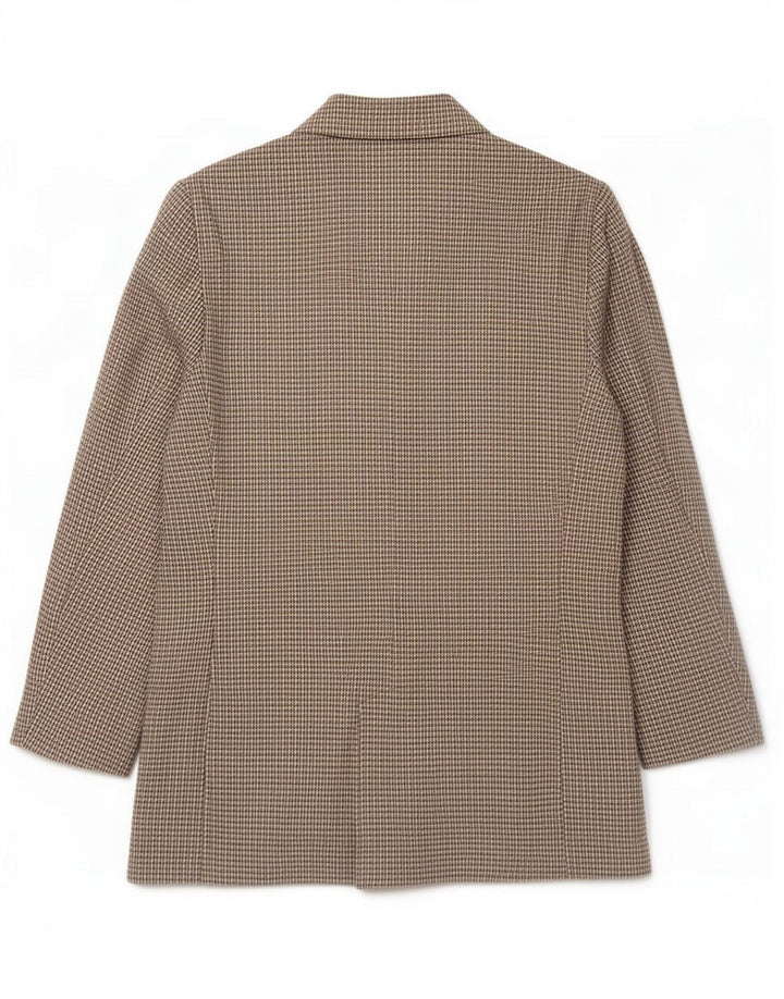 Marks & Spencer Womens Longline Blazer Jacket UK 14 Large Beige Pinstripe