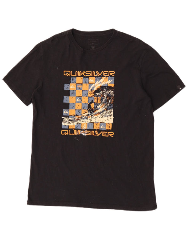 Quiksilver Mens Regular Graphic T-Shirt Top Large Black Cotton
