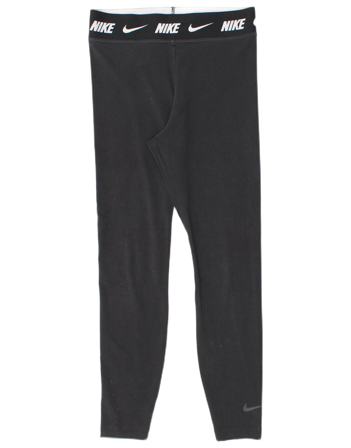 NIKE Womens Tight Fit Graphic Leggings UK 12 Medium  Black Cotton