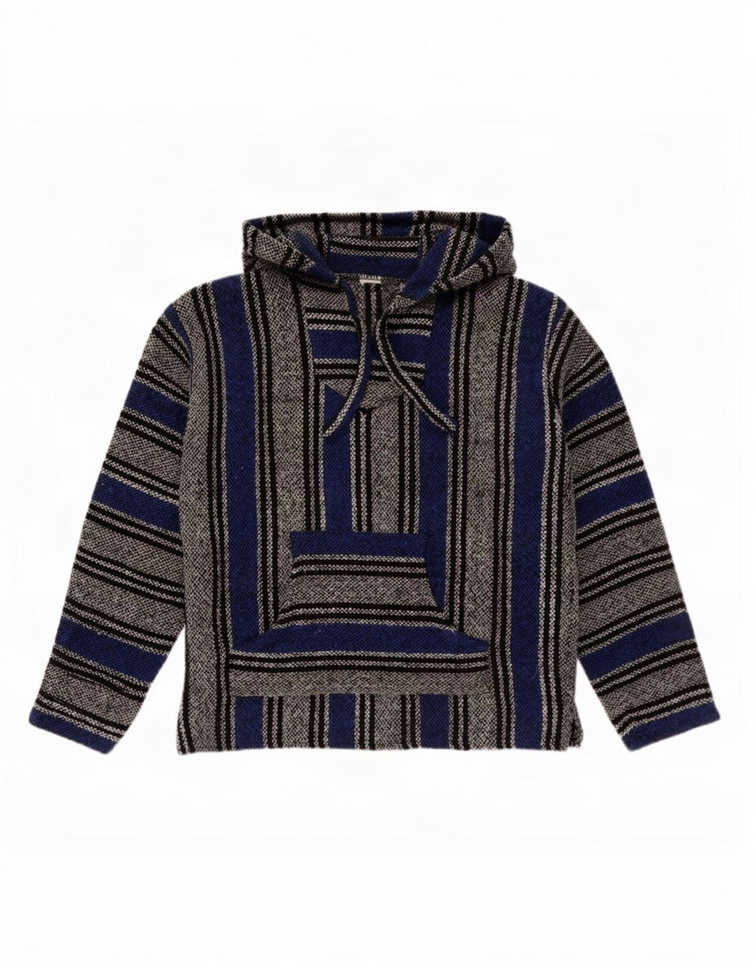 Vintage Mens Hooded Jumper Sweater Small Blue Striped