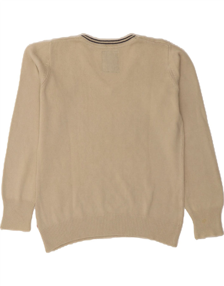 PECKOTT Womens V-Neck Jumper Sweater EU 44 XL Beige Argyle/Diamond Vintage Peckott and Second-Hand Peckott from Messina Hembry 