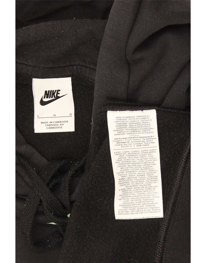 Nike Mens Graphic Hoodie Jumper Large Black Cotton