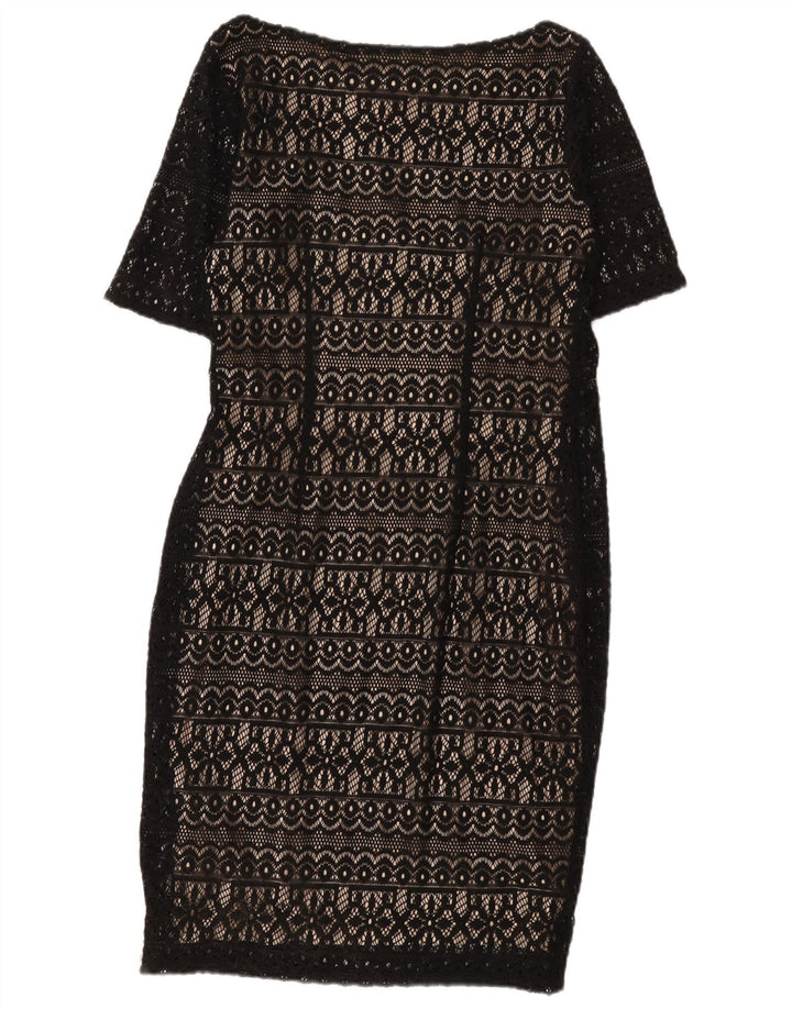 Marks & Spencer Womens Lace Sheath Dress UK 12 Medium Black Floral