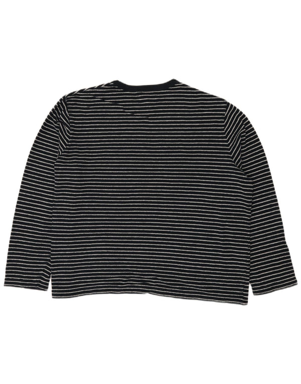 Marks & Spencer Womens Top Long Sleeve UK 20 2XL Navy Blue Pinstripe